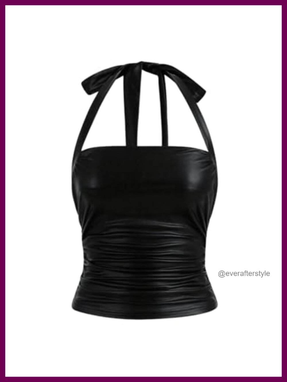 PU Leather Halter Top Sleeveless Ruched Party Going Out Top